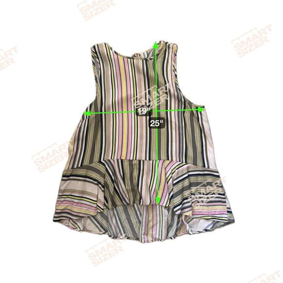 New LIBBY EDELMAN High-Low Dreamy Multicolor Striped Sleeveless Blouse Sz L - Picture 11 of 13